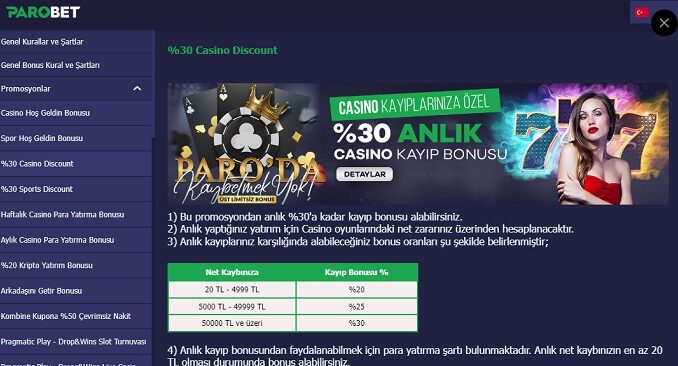 Parobet Casino Kayıp Bonusu